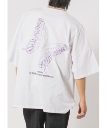 RE730 バタフライ刺繍モンスターシルエットTシャツ