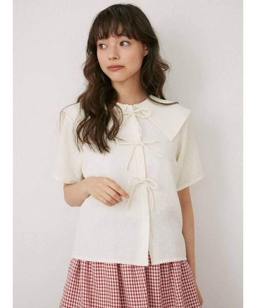 merry jenny（メリージェニー）の「flowerリボンブラウス（シャツ/ブラウス・レディース・アイボリー/ブラック/ピンク・FREE）」の8枚目の写真