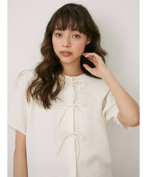 merry jenny（メリージェニー）の「flowerリボンブラウス（シャツ/ブラウス・レディース・アイボリー/ブラック/ピンク・FREE）」の9枚目の写真