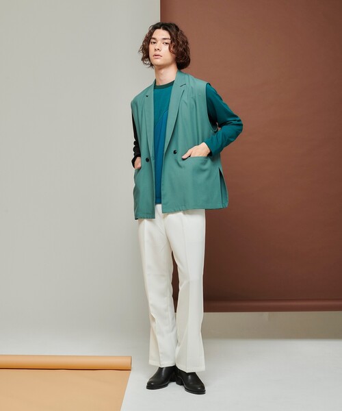 tk.TAKEO KIKUCHI（ティーケータケオキクチ）の「◆ワンタックストレートスリットパンツ（その他パンツ・メンズ・ブラック/オフホワイト・01/02/03）」の20枚目の写真