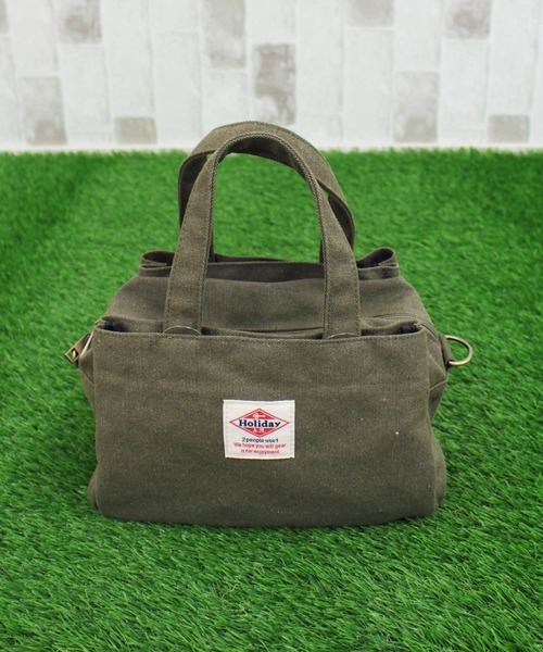 TopIsm（トップイズム）の「2WAY キャンバス ゴルフミニカートバッグ（ゴルフグッズ・メンズ・ブルー/モカ/ネイビー/アイボリー/イエロー/ブラック/カーキ/パープル/グレー/スミクロ/ネイビー系1/グリーン/グリーン系1・FREE）」の6枚目の写真