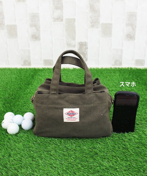 TopIsm（トップイズム）の「2WAY キャンバス ゴルフミニカートバッグ（ゴルフグッズ・メンズ・ブルー/モカ/ネイビー/アイボリー/イエロー/ブラック/カーキ/パープル/グレー/スミクロ/ネイビー系1/グリーン/グリーン系1・FREE）」の18枚目の写真