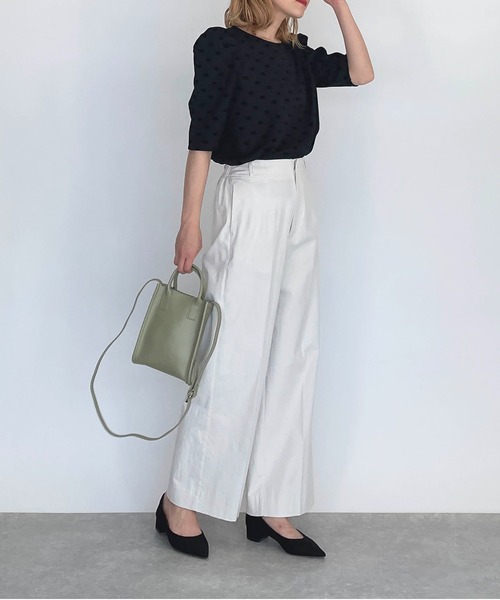 PICCIN（ピッチン）の「フロッキードットタック袖プルオーバー（Tシャツ/カットソー・レディース・ブラック/ネイビー・M）」の12枚目の写真