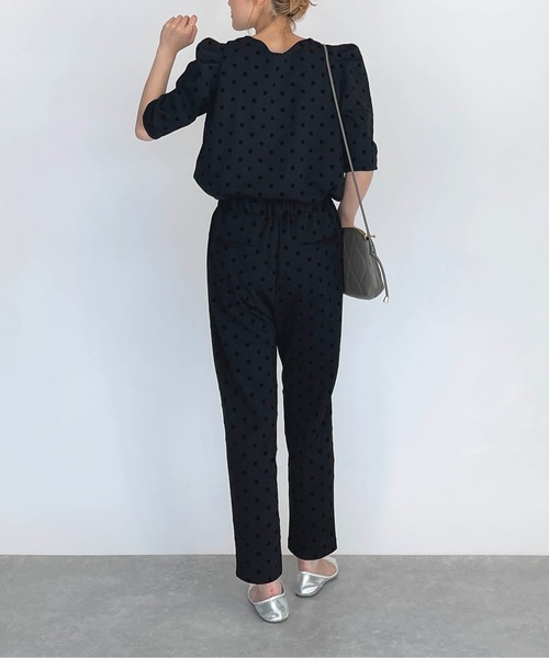 PICCIN（ピッチン）の「フロッキードットタック袖プルオーバー（Tシャツ/カットソー・レディース・ブラック/ネイビー・M）」の16枚目の写真