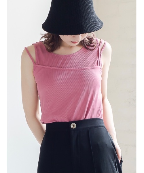 JUMELLE(ジュメロ)の「リブタンクトップ(タンクトップ・レディース・アイボリー/ピンク/ブラック・FREE)」の3枚目の写真