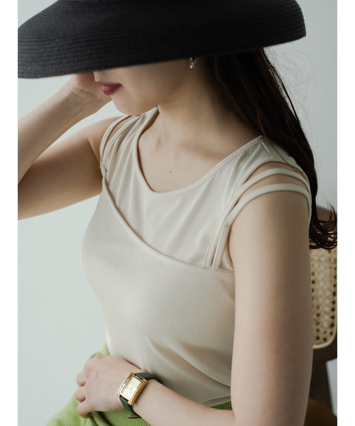 JUMELLE(ジュメロ)の「リブタンクトップ(タンクトップ・レディース・アイボリー/ピンク/ブラック・FREE)」の16枚目の写真