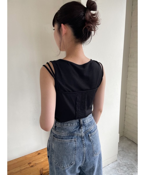 JUMELLE(ジュメロ)の「リブタンクトップ(タンクトップ・レディース・アイボリー/ピンク/ブラック・FREE)」の7枚目の写真