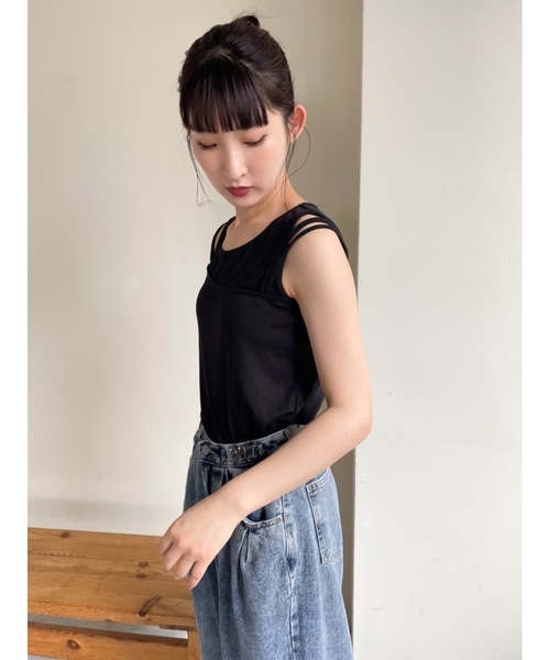 JUMELLE(ジュメロ)の「リブタンクトップ(タンクトップ・レディース・アイボリー/ピンク/ブラック・FREE)」の14枚目の写真