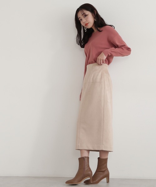 NATURAL BEAUTY BASIC（ナチュラルビューティーベーシック）の「＜総針ベーシックシリーズ＞Ｖネック（ニット/セーター・レディース・ベージュ/ネイビー/オレンジ/グリーン・MEDIUM）」の8枚目の写真