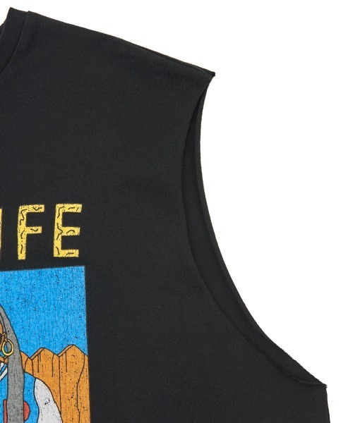 PUNYUS（プニュズ）の「DOGGYLIFEノースリーブTシャツ（Tシャツ/カットソー・レディース・ブラック/ベージュ/ライム・3/4）」の4枚目の写真