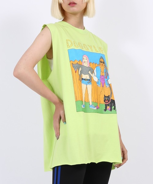 PUNYUS（プニュズ）の「DOGGYLIFEノースリーブTシャツ（Tシャツ/カットソー・レディース・ブラック/ベージュ/ライム・3/4）」の17枚目の写真