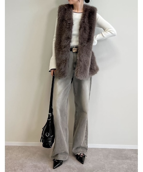 モラビト　フェイクファーダウンベスト モラビトフェイクファーダウンベスト