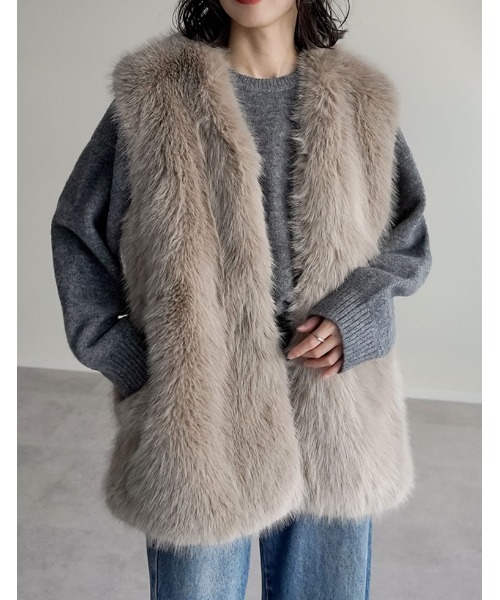 gypsophia ホワイト ファーベスト　2025AW最新作　新品 完売商品 セール】[2025AW COLLECTION][販売枚数1.5万枚突破]フォーファーミドル