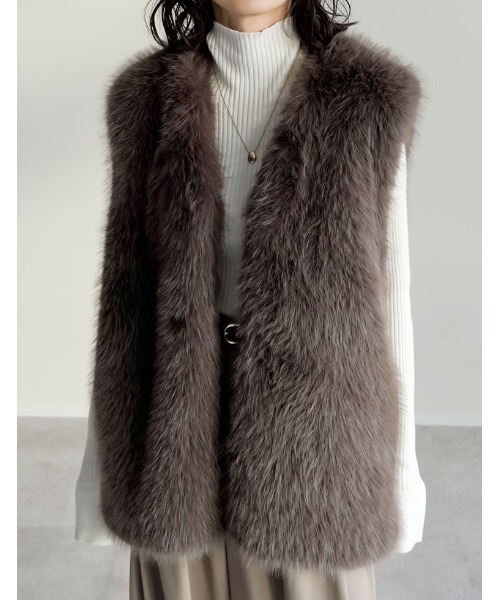 Re:EDIT（リエディ）の「[2025AW COLLECTION][販売枚数1.5万枚突破]フォーファーミドルベスト（ベスト・レディース・ブラック/アイボリー/モカ/グレイッシュベージュ・MEDIUM/LARGE）」の14枚目の写真