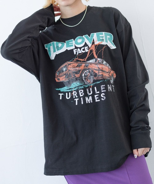 PBLIM（ページボーイリム）の「PAGEBOYLIM/ワイルドカーロンT（Tシャツ/カットソー・レディース・ブラック/パープル/オフホワイト・MEDIUM/LARGE）」の3枚目の写真