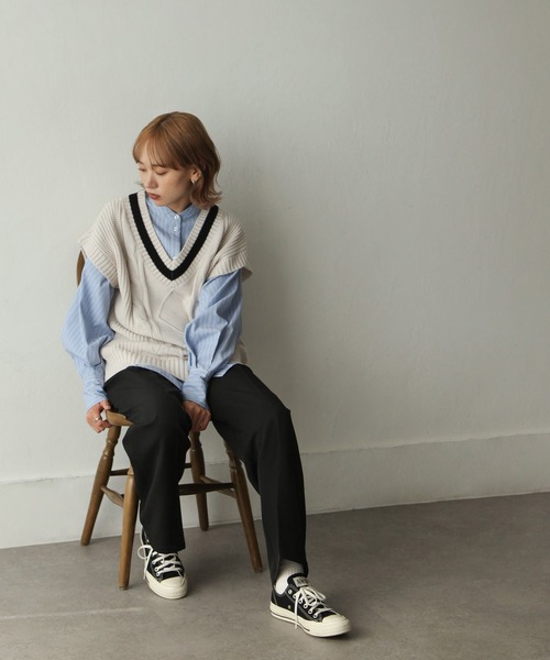 Chillfar(チルファー)の「5Gチルデンニットベスト(ベスト・レディース・ホワイト/ブラック・FREE)」の3枚目の写真