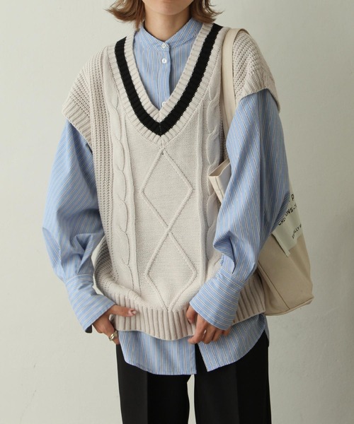 Chillfar(チルファー)の「5Gチルデンニットベスト(ベスト・レディース・ホワイト/ブラック・FREE)」の10枚目の写真