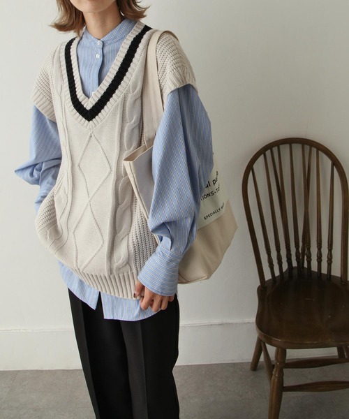 Chillfar(チルファー)の「5Gチルデンニットベスト(ベスト・レディース・ホワイト/ブラック・FREE)」の12枚目の写真