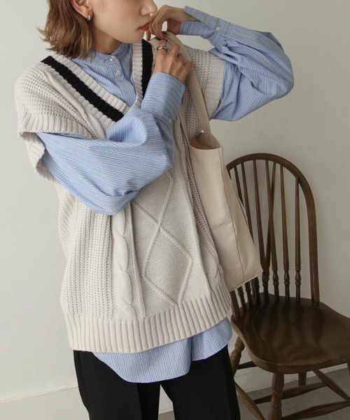 Chillfar(チルファー)の「5Gチルデンニットベスト(ベスト・レディース・ホワイト/ブラック・FREE)」の8枚目の写真