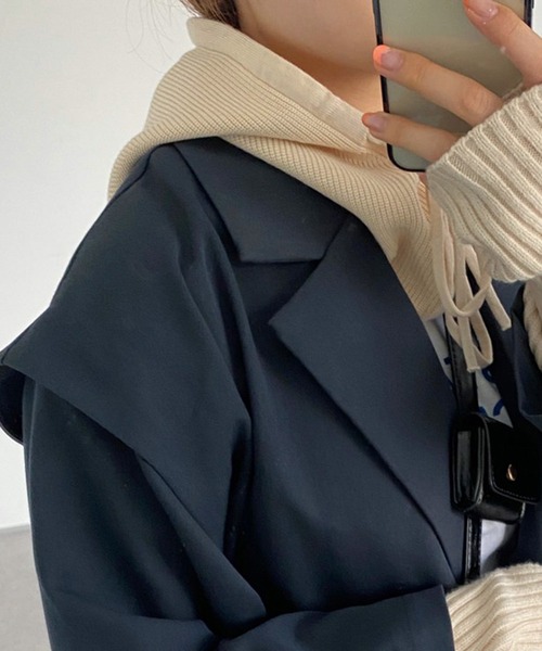 apres jour mignon（アプレジュールミニョン）の「【apresjour mignon×ARIAZ】あぜあみバラクラバ（ネックウォーマー/スヌード・レディース・ブルー系その他/アイボリー/ブラック・ONESIZE）」の6枚目の写真