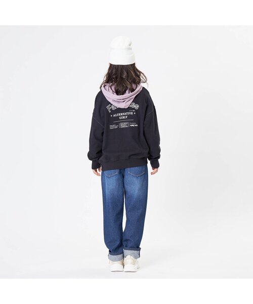 algy（アルジー）の「配色ステッチフードレスパーカー（カーディガン/ボレロ・キッズ・グレー/ラベンダー/ミント/ブラック・SMALL/XX-SMALL/MEDIUM/X-SMALL/XXX-SMALL）」の8枚目の写真