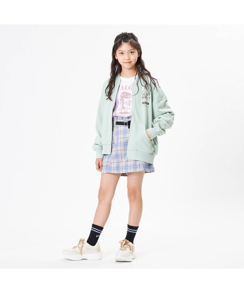 algy（アルジー）の「配色ステッチフードレスパーカー（カーディガン/ボレロ・キッズ・グレー/ラベンダー/ミント/ブラック・SMALL/XX-SMALL/MEDIUM/X-SMALL/XXX-SMALL）」の5枚目の写真