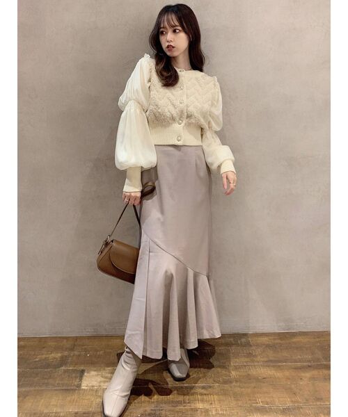 dazzlin（ダズリン）の「パールボタンカーデニットトップス（ニット/セーター・レディース・ブラック/オフホワイト/グレー・FREE）」の20枚目の写真