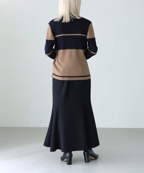 vingtrois(バントロア)の「【Vingtrois】配色切替ハイネックプルオーバー(ニット/セーター・レディース・ブラウン/ネイビー/ベージュ/ブラック・M)」の18枚目の写真
