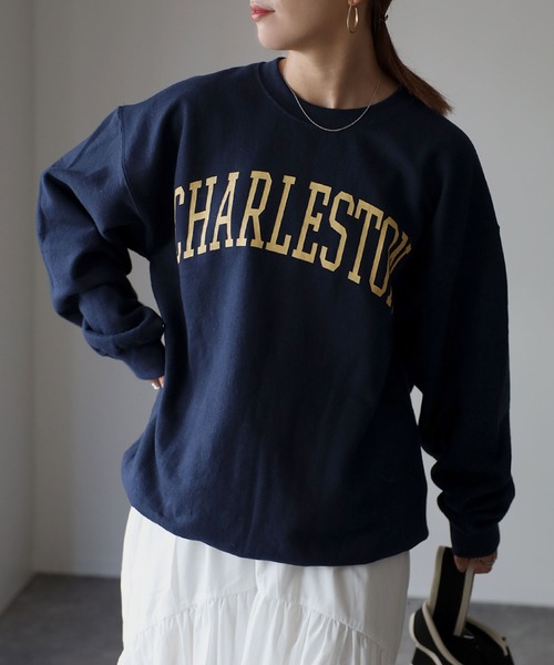 Riberry(リベリー)の「GILDAN カレッジロゴ裏起毛スウェット(スウェット・レディース・ブラック/アッシュグレー/ネイビー/ホワイト/ネイビー×ホワイト/ホワイト×ブラック・LARGE)」の8枚目の写真