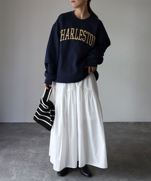 Riberry(リベリー)の「GILDAN カレッジロゴ裏起毛スウェット(スウェット・レディース・ブラック/アッシュグレー/ネイビー/ホワイト/ネイビー×ホワイト/ホワイト×ブラック・LARGE)」の11枚目の写真