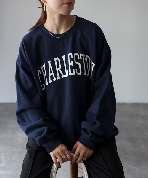 Riberry(リベリー)の「GILDAN カレッジロゴ裏起毛スウェット(スウェット・レディース・ブラック/アッシュグレー/ネイビー/ホワイト/ネイビー×ホワイト/ホワイト×ブラック・LARGE)」の20枚目の写真