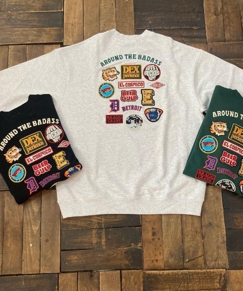 ANTIBAL(アンティバル)の「【ANTIBAL】 ワッペン刺繍 ビッグシルエット クルーネック スウェット(スウェット・メンズ・ブラック/グリーン/ホワイト系1・2/3)」の6枚目の写真