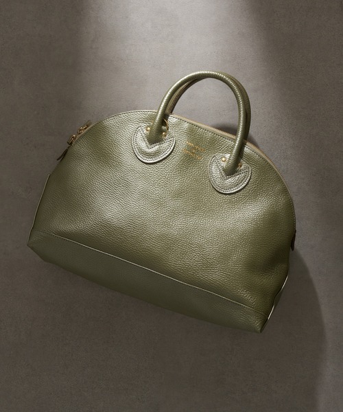 【極美品】YOUNG&OLSEN エンボスドレザージップボートバッグ M 茶色 ヤングアンドオルセン エンボスド レザー ジップ ボート バッグ