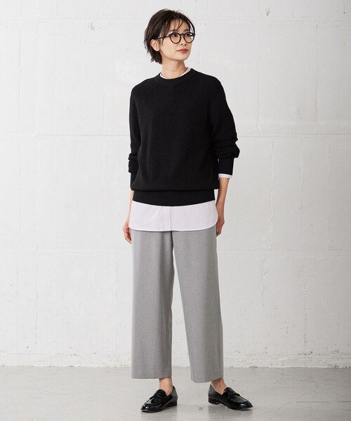 J.PRESS(ジェイプレス)の「【洗える】2way thermoサキソニー セミワイド パンツ(その他パンツ・レディース・ブラック系/ライトグレー系/ネイビー系・T13/T15/T17)」の4枚目の写真