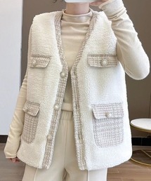 DIAVEL | チェック切替えボアベスト(ダウンベスト)