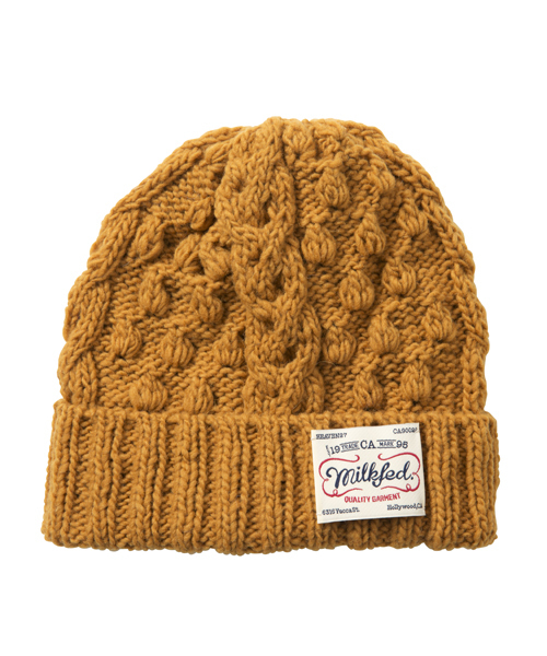 MILKFED.（ミルクフェド）の「【mini10月号掲載】CABLE KNITTED CAP　（ニットキャップ/ケーブル編み）（ニットキャップ/ビーニー・レディース・ホワイト/アッシュ/ブルー/イエロー・ONE SIZE）」の4枚目の写真