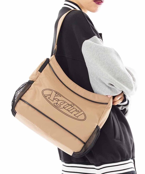 X-girl(エックスガール)の「OVAL LOGO TOTE BAG(トートバッグ・レディース・ブラック/ベージュ・ONE SIZE)」の14枚目の写真