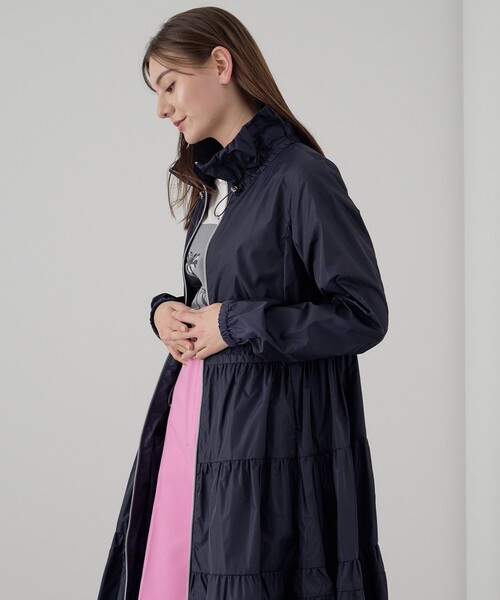 新品タグ付き　アナイ　ライトタフタロングティアードコート　ダブルファスナー　36 ANAYI（アナイ）の「ライトタフタロングティアードコート（トレンチ