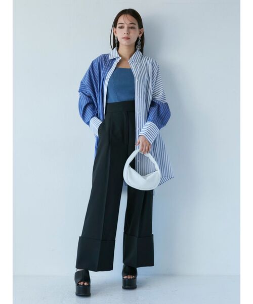 MURUA（ムルーア）の「ブロッキングストライプシャツ（シャツ/ブラウス・レディース・ホワイト/ブルー・FREE）」の12枚目の写真