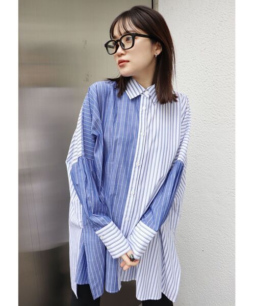 MURUA（ムルーア）の「ブロッキングストライプシャツ（シャツ/ブラウス・レディース・ホワイト/ブルー・FREE）」の15枚目の写真