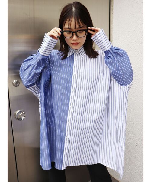 MURUA（ムルーア）の「ブロッキングストライプシャツ（シャツ/ブラウス・レディース・ホワイト/ブルー・FREE）」の16枚目の写真