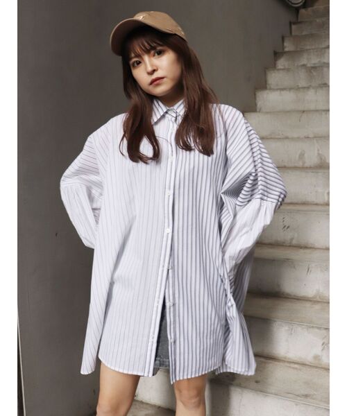 MURUA（ムルーア）の「ブロッキングストライプシャツ（シャツ/ブラウス・レディース・ホワイト/ブルー・FREE）」の18枚目の写真