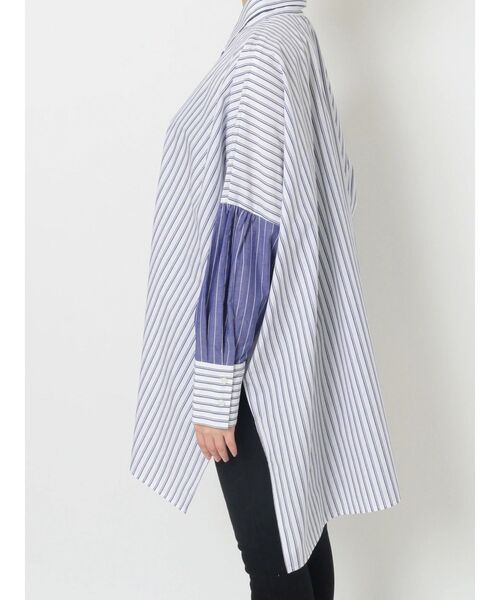 MURUA（ムルーア）の「ブロッキングストライプシャツ（シャツ/ブラウス・レディース・ホワイト/ブルー・FREE）」の6枚目の写真