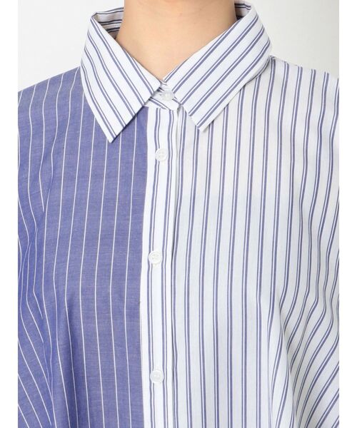 MURUA（ムルーア）の「ブロッキングストライプシャツ（シャツ/ブラウス・レディース・ホワイト/ブルー・FREE）」の8枚目の写真