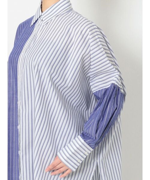 MURUA（ムルーア）の「ブロッキングストライプシャツ（シャツ/ブラウス・レディース・ホワイト/ブルー・FREE）」の9枚目の写真
