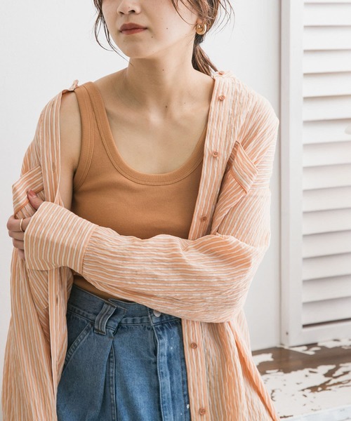 KBF（ケイビーエフ）の「illi　カップインUネックタンクトップ（タンクトップ・レディース・オレンジ系その他/オフホワイト/チャコールグレー・ONE）」の13枚目の写真