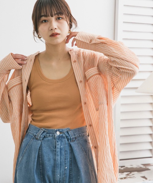 KBF（ケイビーエフ）の「illi　カップインUネックタンクトップ（タンクトップ・レディース・オレンジ系その他/オフホワイト/チャコールグレー・ONE）」の14枚目の写真