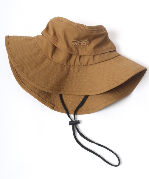 UNIVERSAL OVERALL(ユニバーサルオーバーオール)の「UNIVERSAL OVERALL/ユニバーサルオーバーオール Nylon Safari Hat/ナイロン サファリハット/アドベンチャーハット/バケットハット/ワンポイントロゴハット(ハット・メンズ・ブラック/ダークグリーン/ブラウン・FREE)」の4枚目の写真