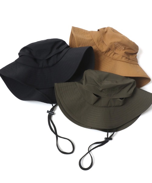 UNIVERSAL OVERALL(ユニバーサルオーバーオール)の「UNIVERSAL OVERALL/ユニバーサルオーバーオール Nylon Safari Hat/ナイロン サファリハット/アドベンチャーハット/バケットハット/ワンポイントロゴハット(ハット・メンズ・ブラック/ダークグリーン/ブラウン・FREE)」の12枚目の写真