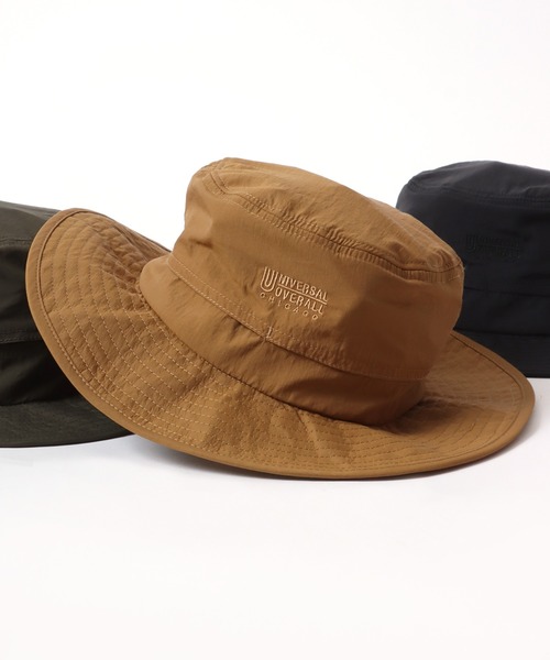 UNIVERSAL OVERALL(ユニバーサルオーバーオール)の「UNIVERSAL OVERALL/ユニバーサルオーバーオール Nylon Safari Hat/ナイロン サファリハット/アドベンチャーハット/バケットハット/ワンポイントロゴハット(ハット・メンズ・ブラック/ダークグリーン/ブラウン・FREE)」の6枚目の写真